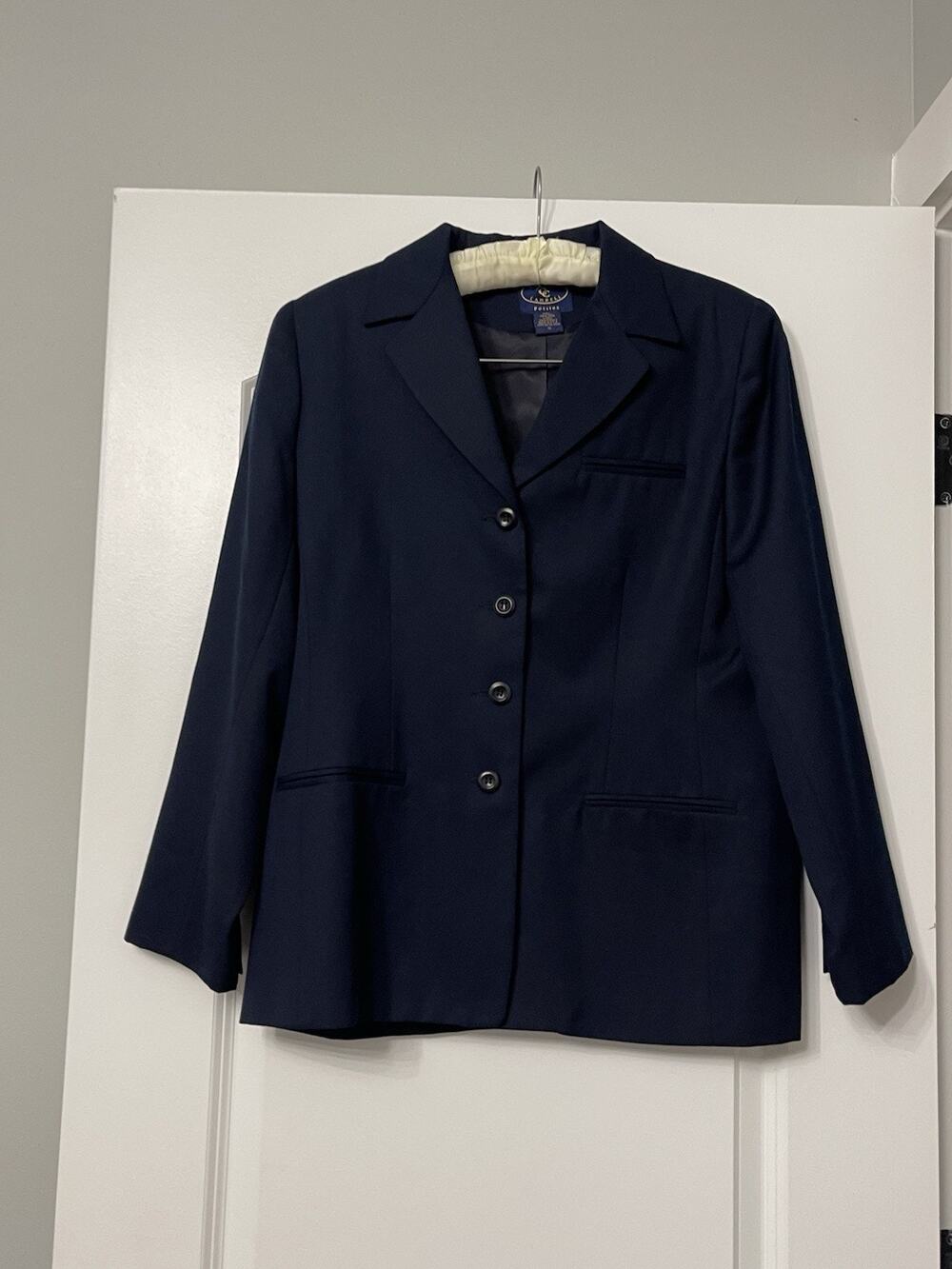 Chelsea Cambell Vintage Women Navy Blue 100% Wool Blazer Suit Jacket Size 10P